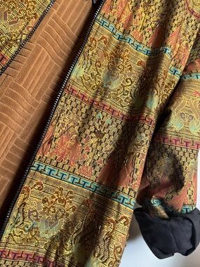 Egyptian Beaded Bomber Jacket | Everett Collection | L | Sequin Tapestry